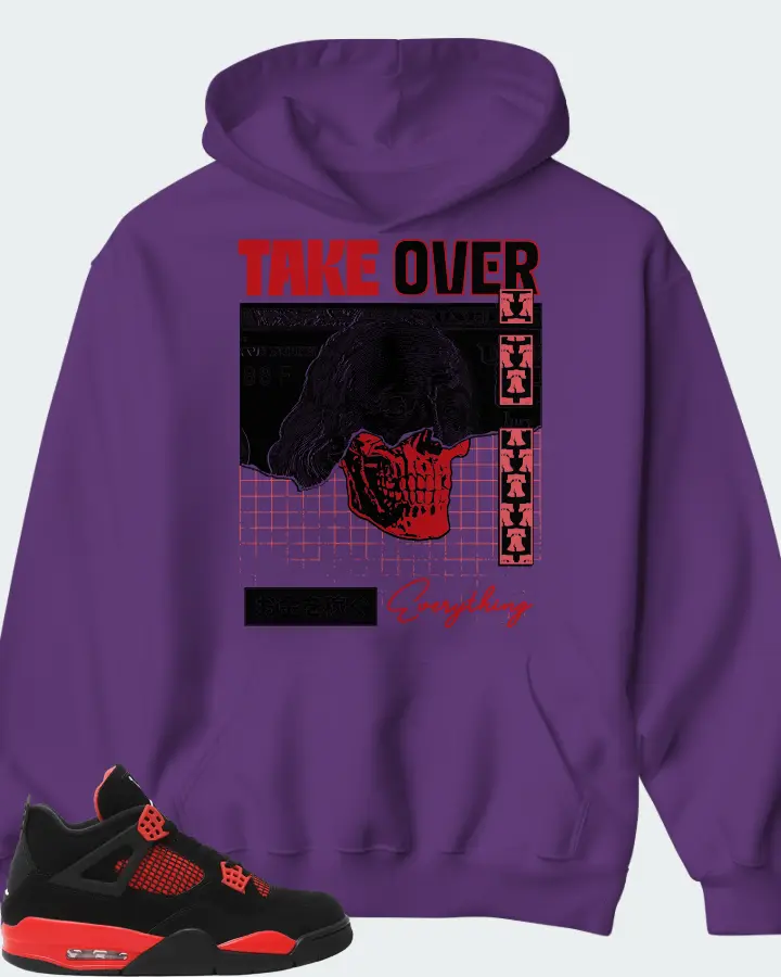 Jordan 4 Retro Sneaker Matching Purple Hoodie - Take Over