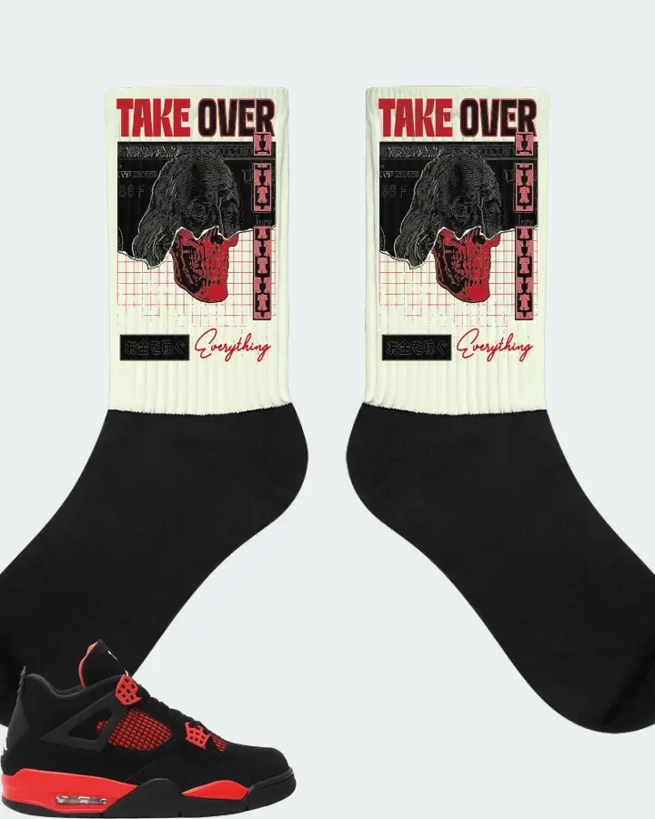 Jordan 4 Retro Sneaker Matching Citron Socks - Take Over