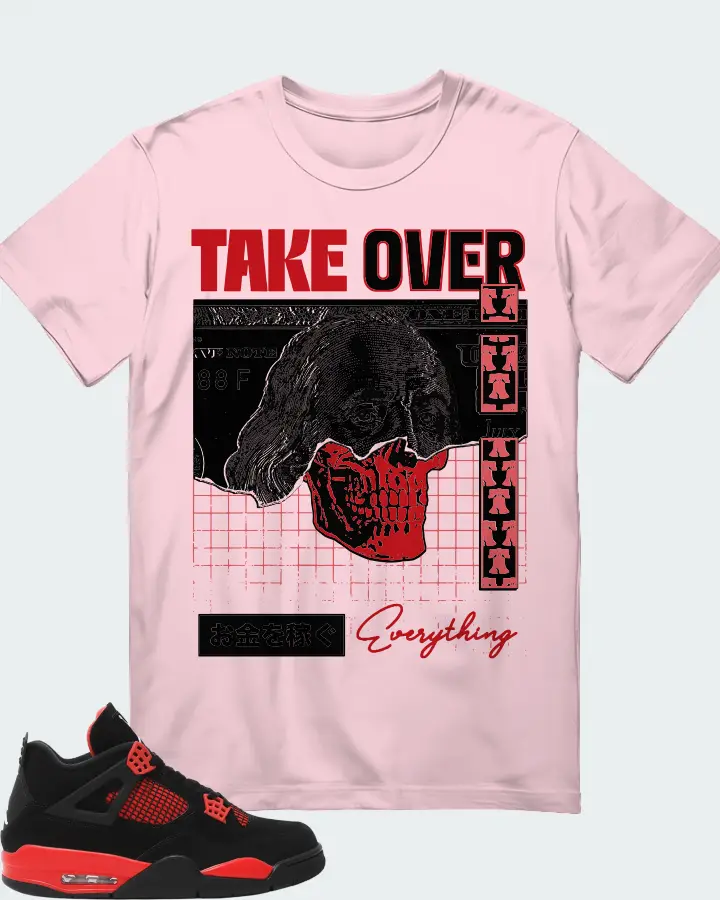 Jordan 4 Retro Sneaker Matching Soft Pink T-Shirt - Take Over