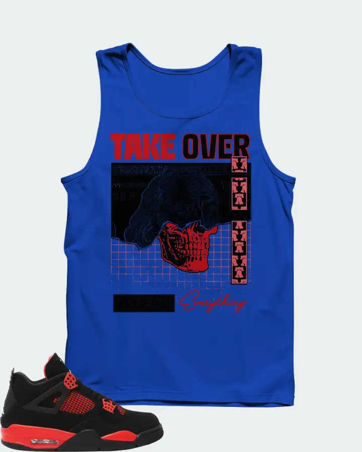 Jordan 4 Retro Sneaker Matching Royal Blue Tank Top - Take Over