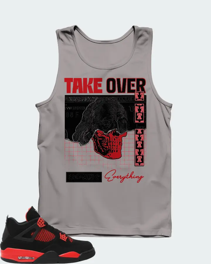 Jordan 4 Retro Sneaker Matching Grey Tank Top - Take Over