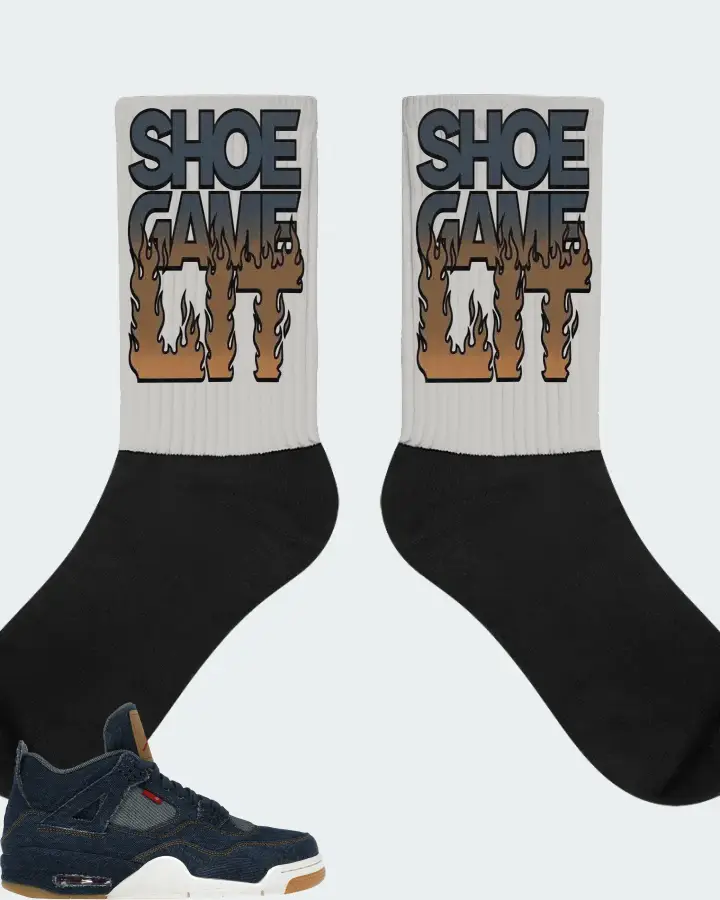 Jordan 4 Retro Sneaker Matching Grey Socks - Shoe Game Lit Refreshed