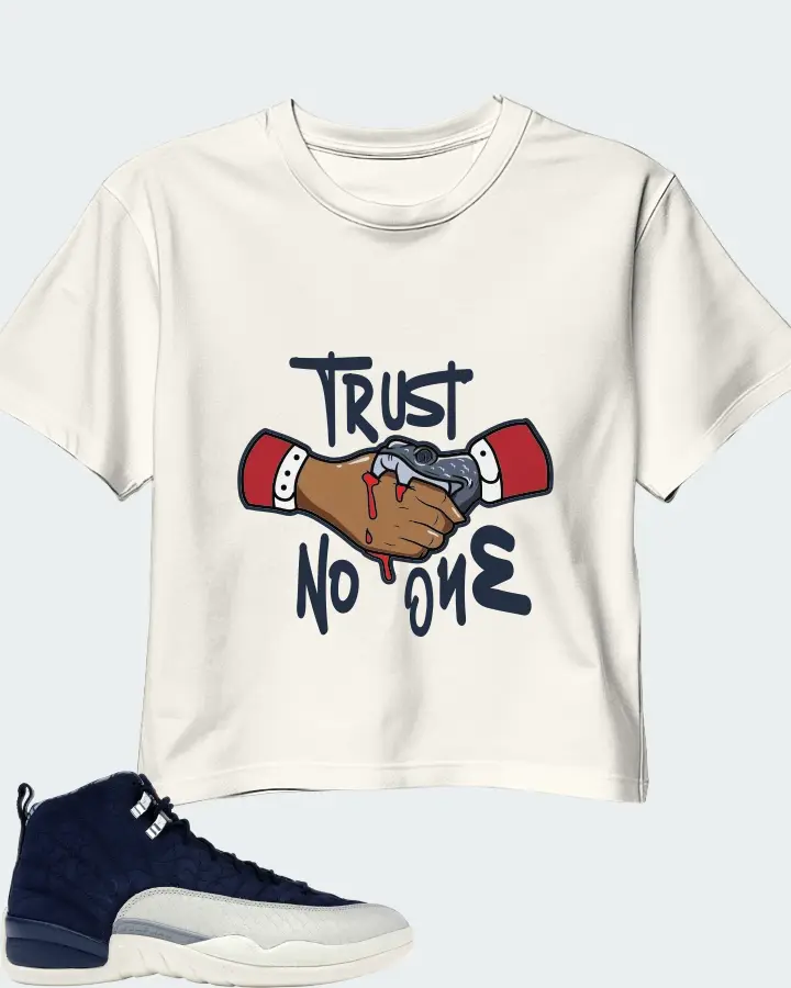 Jordan 12 Retro Sneaker Matching Ecru White Crop Top - Trust No One