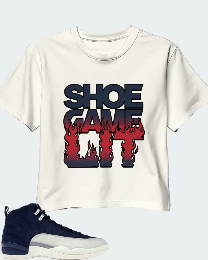 Jordan 12 Retro Sneaker Matching Ecru White Crop Top - Shoe Game Lit Refreshed