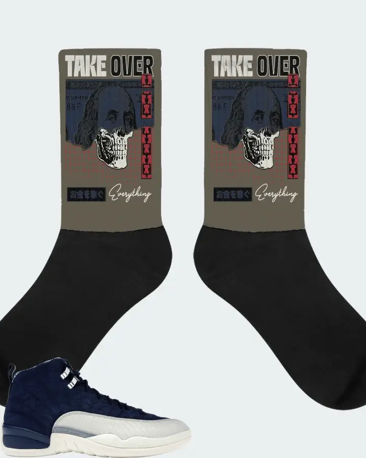 Jordan 12 Retro Sneaker Matching Army Green Socks - Take Over