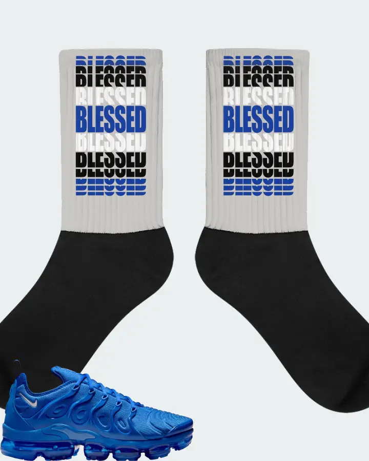 Nike Air VaporMax Plus  Game Royal  Sneaker Matching Grey Socks - BLESSED Many Times