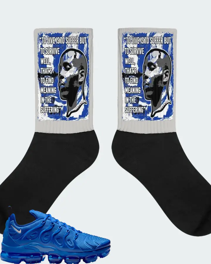 Nike Air VaporMax Plus  Game Royal  Sneaker Matching Grey Socks - DMX Suffer Quote