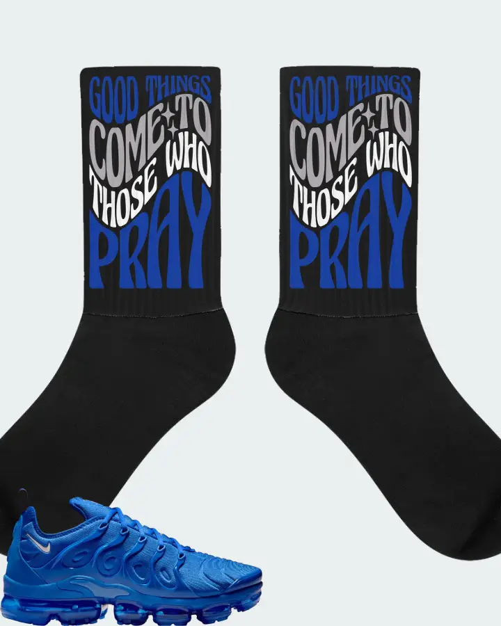 Nike Air VaporMax Plus  Game Royal  Sneaker Matching Black Socks - Good Things Come To Those Who Pray