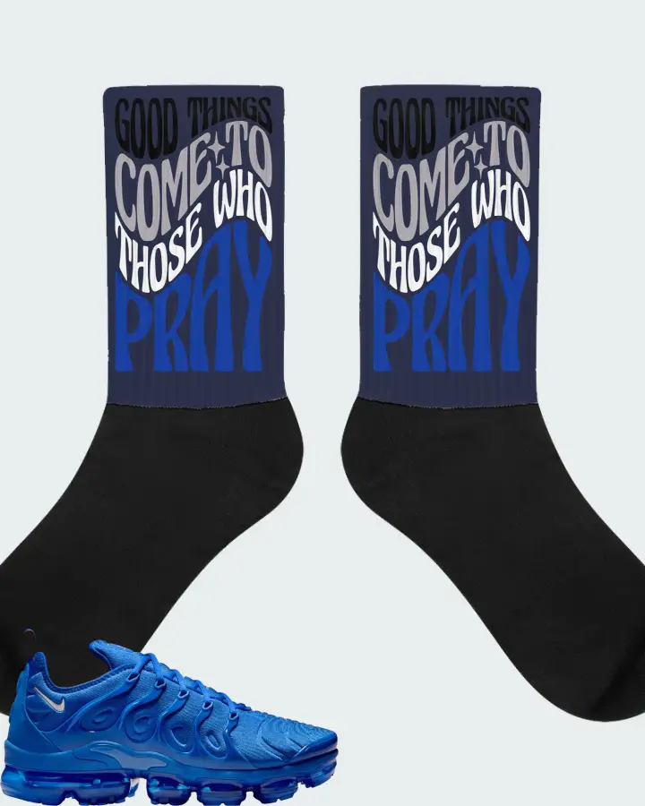 Nike Air VaporMax Plus  Game Royal  Sneaker Matching Navy Socks - Good Things Come To Those Who Pray