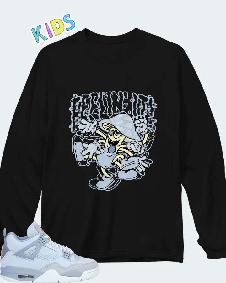 Air Jordan 4 UNC Basketball Matching Kid's Long Sleeve T-Shirt