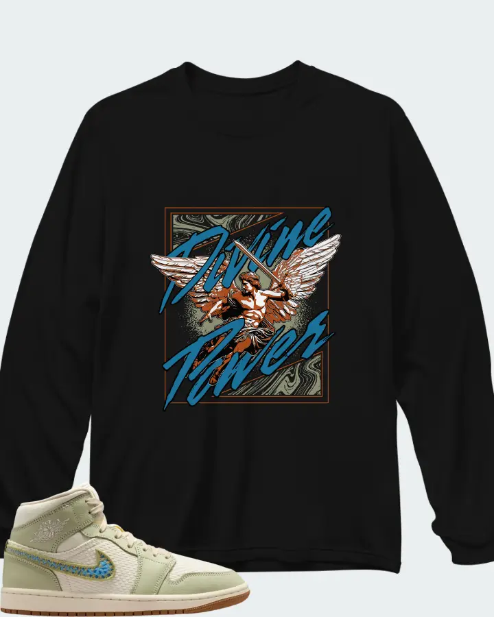 Air Jordan 1 Mid SE Olive Aura Matching Long Sleeve T-Shirt