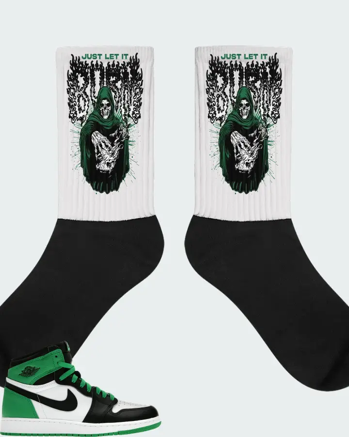 Air Jordan 1 Retro High OG GS Lucky Green Matching Socks