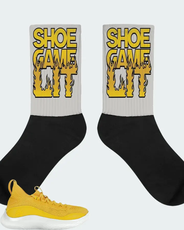 Under Armour Curry Flow 8 Sneaker Matching Grey Socks - Shoe Game Lit Refreshed
