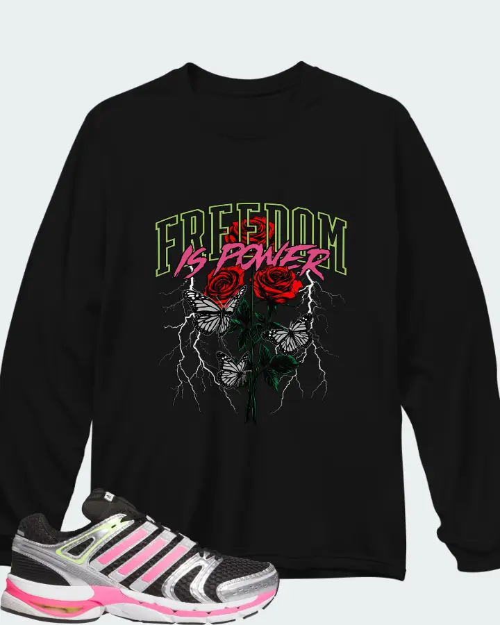 adidas Adistar Control 5 Core Black Lucid Pink Silver Metallic Matching Long Sleeve T-Shirt