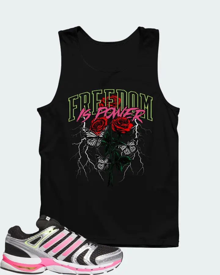 adidas Adistar Control 5 Core Black Lucid Pink Silver Metallic Matching Tank Top