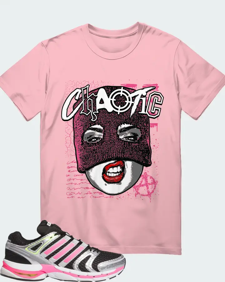 adidas Adistar Control 5 Core Black Lucid Pink Silver Metallic Matching T-Shirt