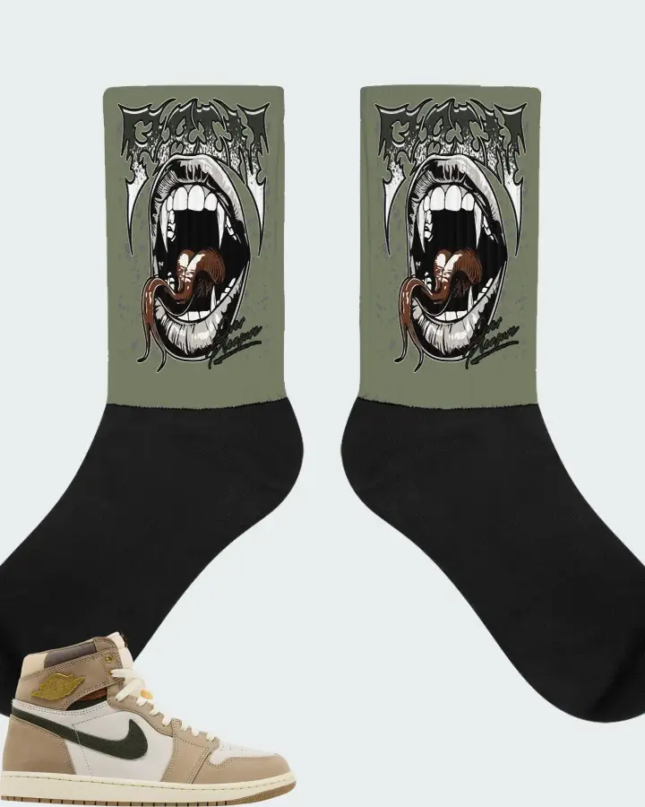 Air Jordan Wmns 1 Retro High OG Khaki Matching Socks