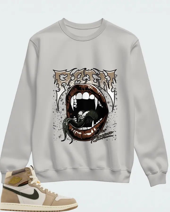 Air Jordan Wmns 1 Retro High OG Khaki Matching Sweatshirt