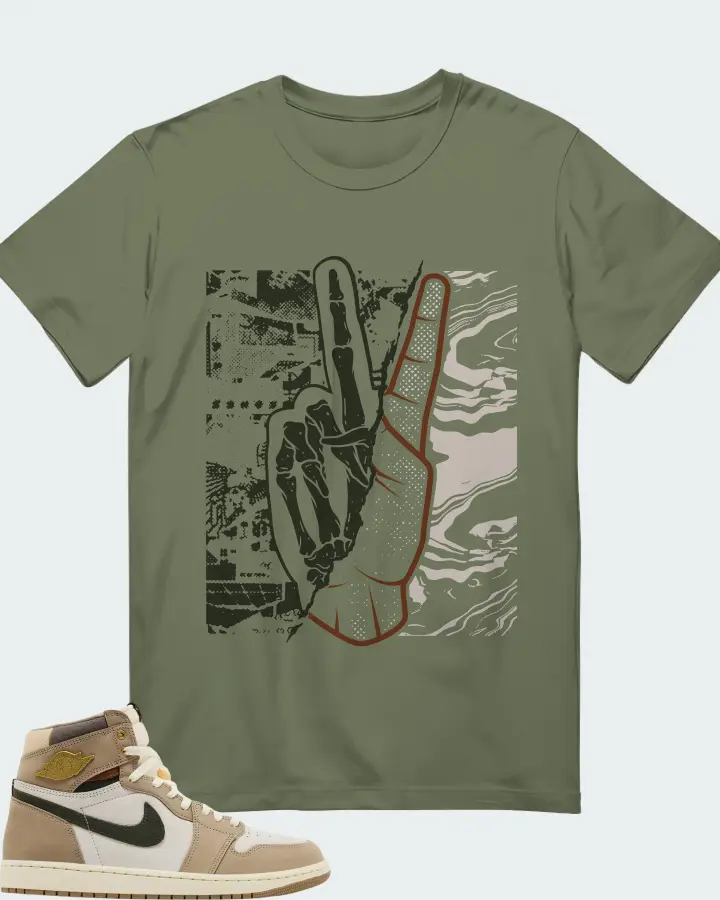 Air Jordan Wmns 1 Retro High OG Khaki Matching T-Shirt