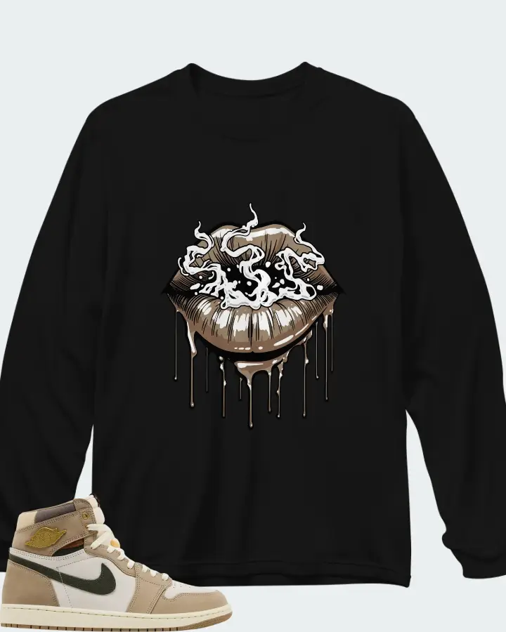 Air Jordan Wmns 1 Retro High OG Khaki Matching Long Sleeve T-Shirt