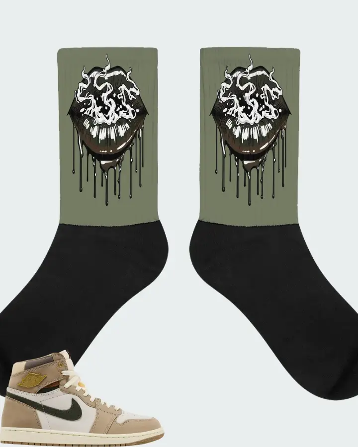 Air Jordan Wmns 1 Retro High OG Khaki Matching Socks