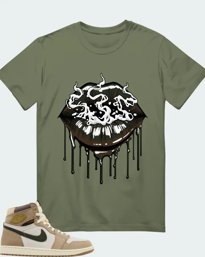 Air Jordan Wmns 1 Retro High OG Khaki Matching T-Shirt