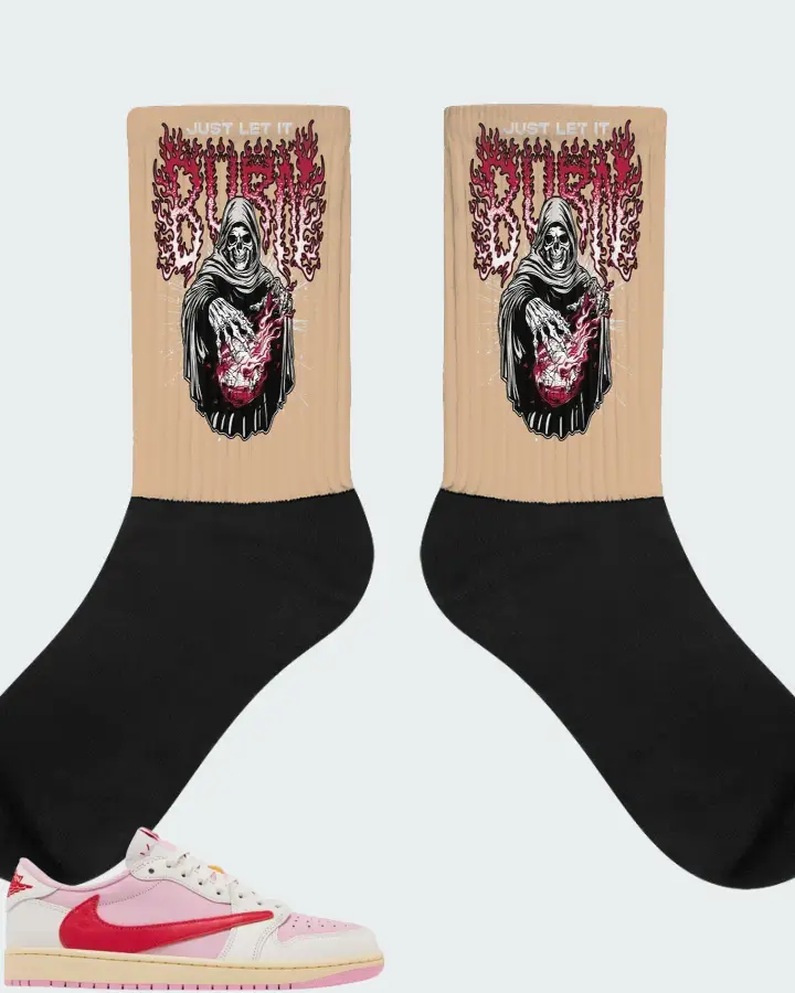 Travis Scott x Air Jordan 1 Retro Low OG Sail Tropical Pink Matching Socks
