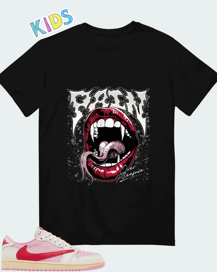 Travis Scott x Air Jordan 1 Retro Low OG Sail Tropical Pink Matching Kid's T-Shirt
