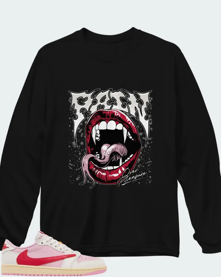 Travis Scott x Air Jordan 1 Retro Low OG Sail Tropical Pink Matching Long Sleeve T-Shirt