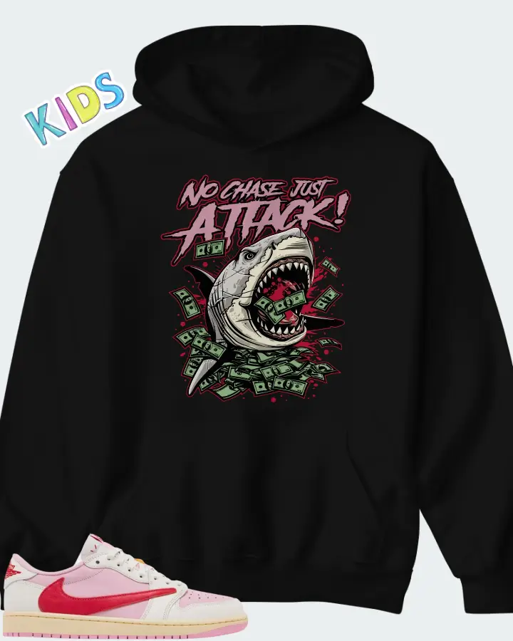 Travis Scott x Air Jordan 1 Retro Low OG Sail Tropical Pink Matching Kid's Hoodie