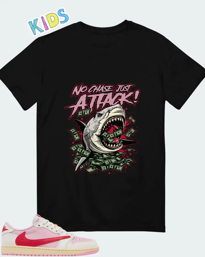 Travis Scott x Air Jordan 1 Retro Low OG Sail Tropical Pink Matching Kid's T-Shirt