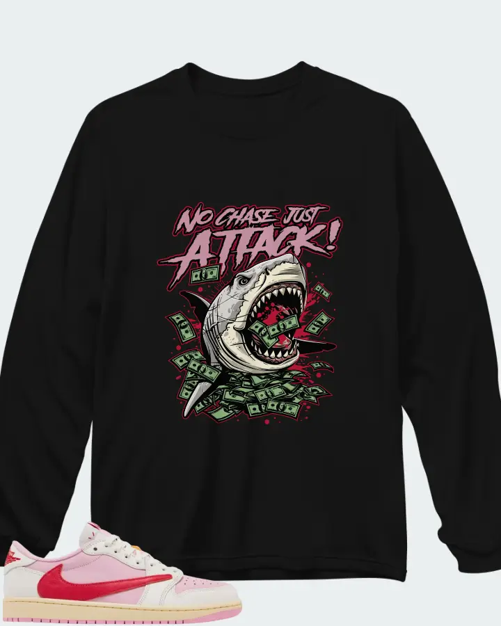 Travis Scott x Air Jordan 1 Retro Low OG Sail Tropical Pink Matching Long Sleeve T-Shirt