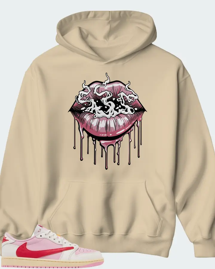 Travis Scott x Air Jordan 1 Retro Low OG Sail Tropical Pink Matching Hoodie