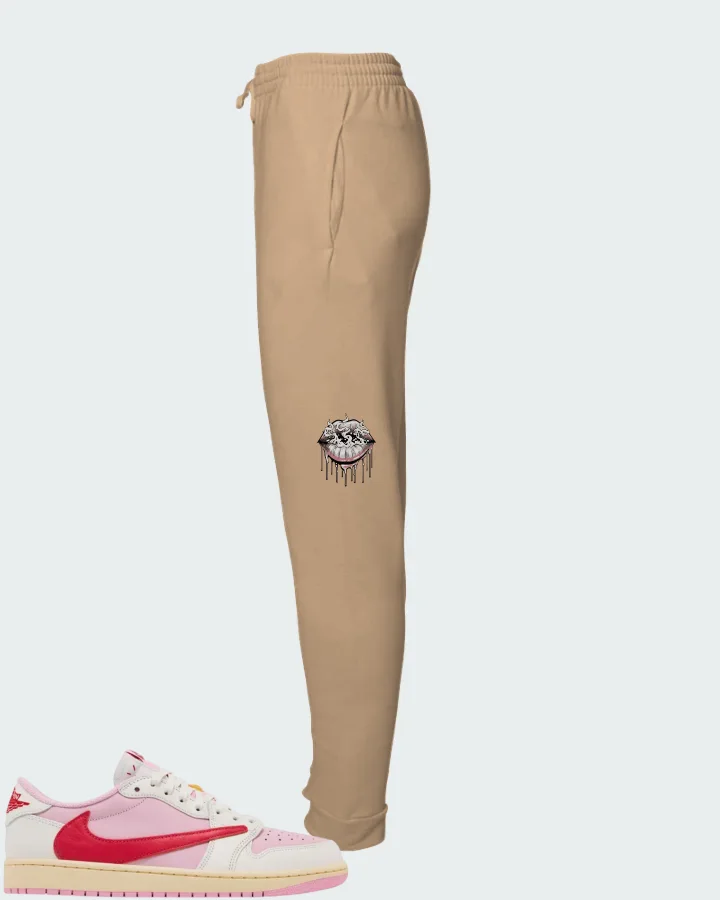 Travis Scott x Air Jordan 1 Retro Low OG Sail Tropical Pink Matching Joggers
