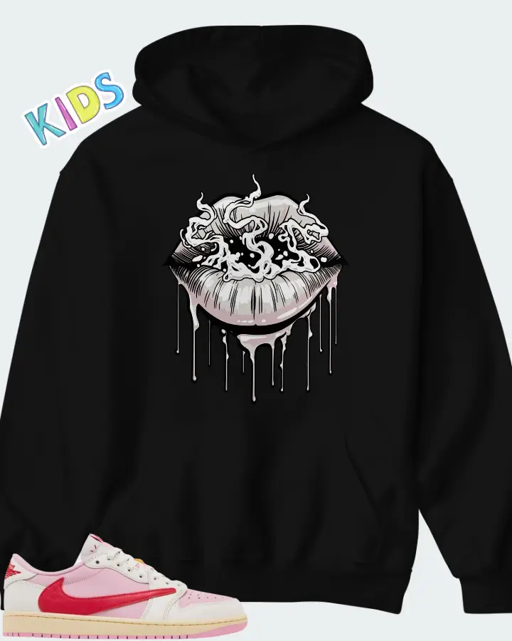 Travis Scott x Air Jordan 1 Retro Low OG Sail Tropical Pink Matching Kid's Hoodie