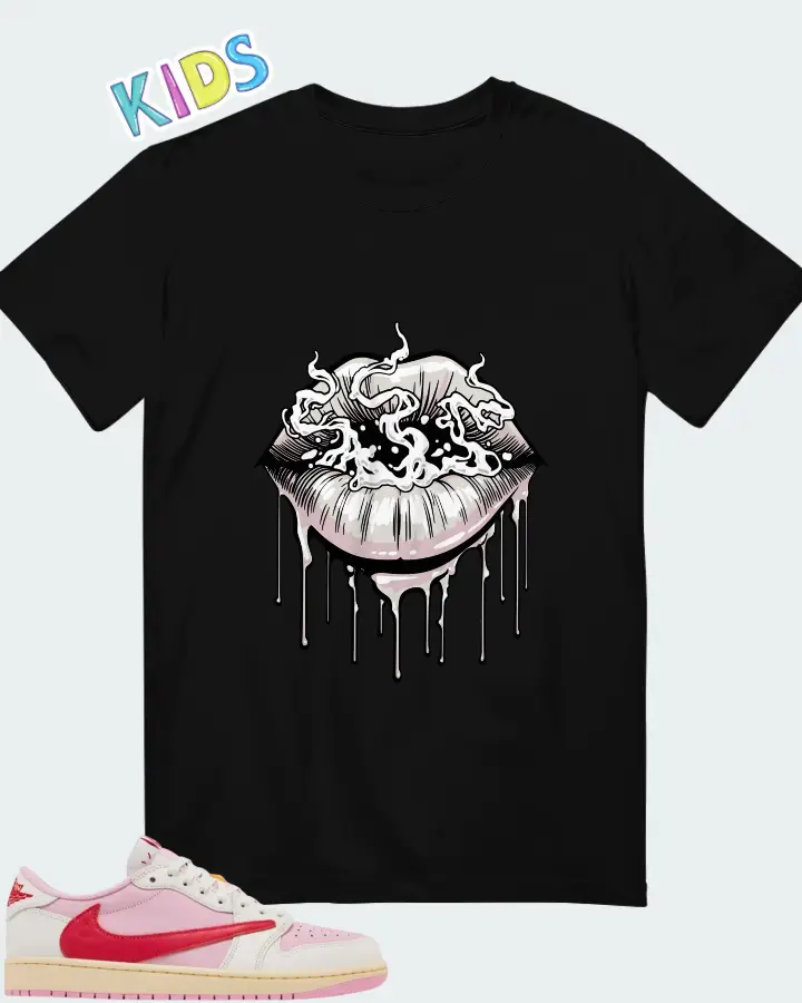 Travis Scott x Air Jordan 1 Retro Low OG Sail Tropical Pink Matching Kid's T-Shirt