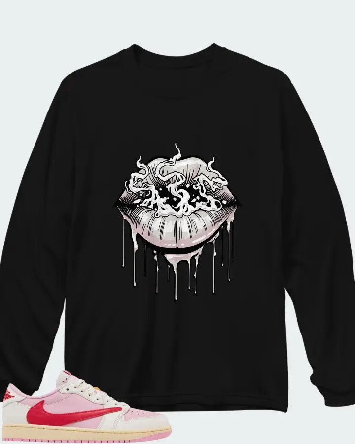 Travis Scott x Air Jordan 1 Retro Low OG Sail Tropical Pink Matching Long Sleeve T-Shirt