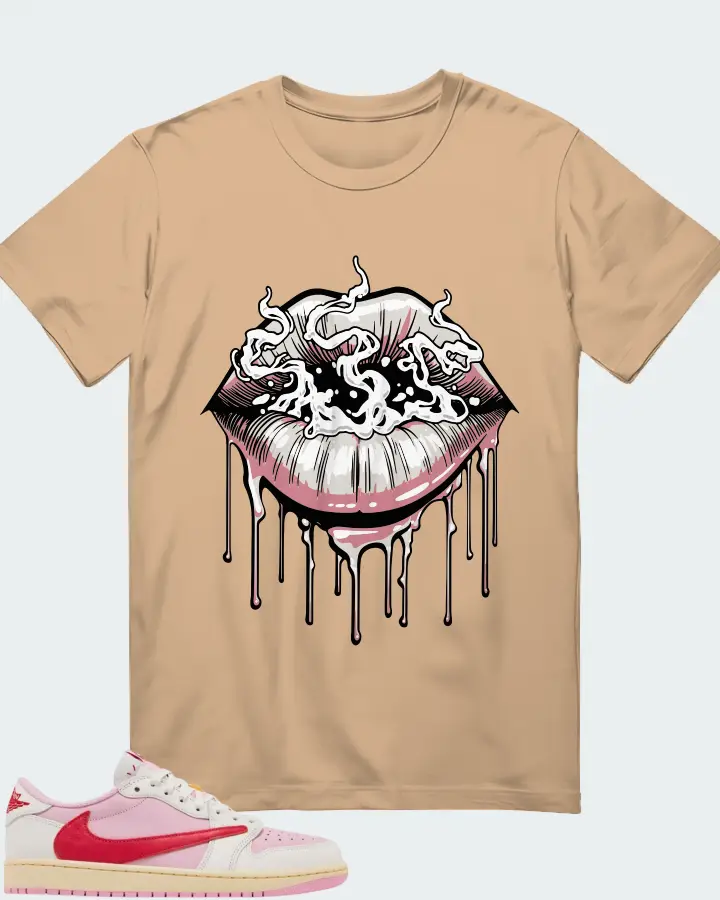 Travis Scott x Air Jordan 1 Retro Low OG Sail Tropical Pink Matching T-Shirt