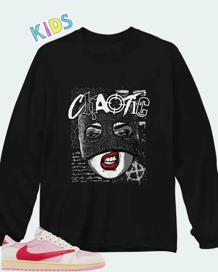 Travis Scott x Air Jordan 1 Retro Low OG Sail Tropical Pink Matching Kid's Long Sleeve T-Shirt
