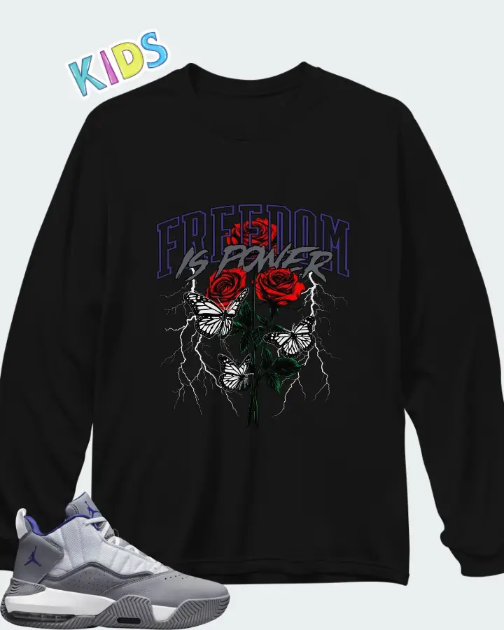 Air Jordan Stay Loyal White Particle Grey Indigo Matching Kid's Long Sleeve T-Shirt
