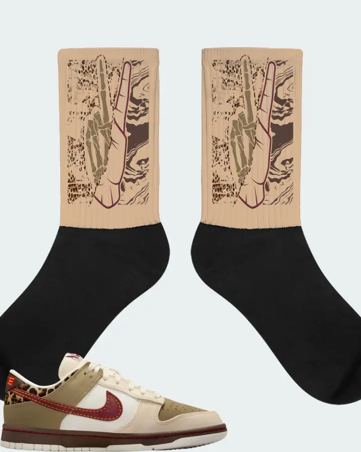 Nike Dunk Low Khaki Baroque Brown Leopard Sneaker Matching Cream Socks - Peace of mind