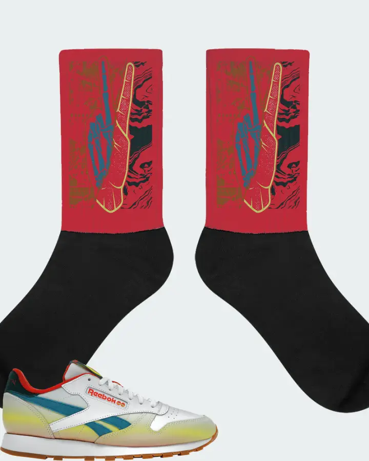 Reebok Classic Leather Sneaker Matching Red Socks - Peace of mind