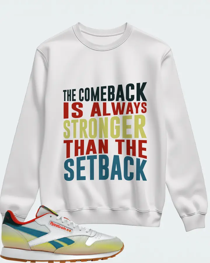Reebok Classic Leather Sneaker Matching White Sweatshirt - The Comeback
