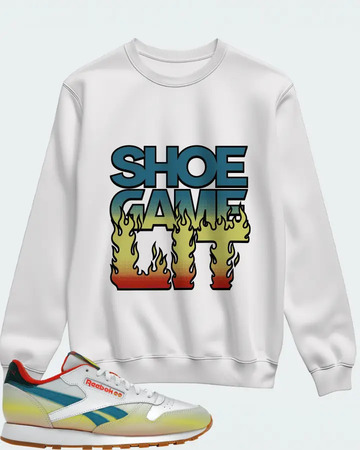 Reebok Classic Leather Sneaker Matching White Sweatshirt - Shoe Game Lit Refreshed