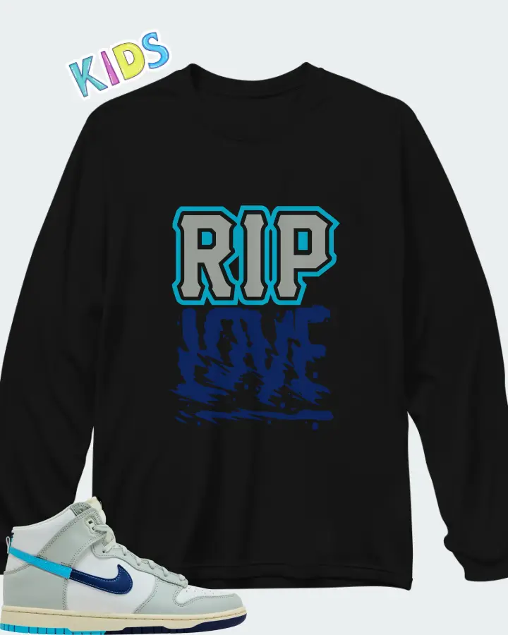 Nike Dunk High SE Split - Baltic Blue Matching Kid's Long Sleeve T-Shirt