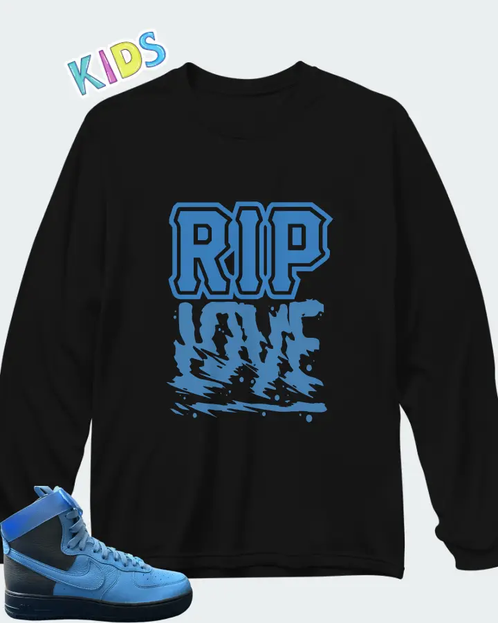 Nike Air Force 1 High By You University Blue Matching Kid's Long Sleeve T-Shirt