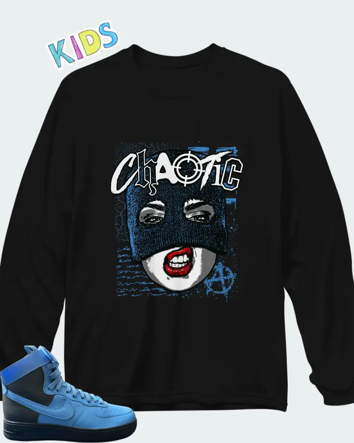 Nike Air Force 1 High By You University Blue Matching Kid's Long Sleeve T-Shirt