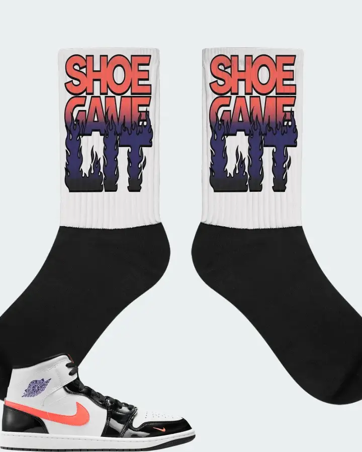 Air Jordan 1 Mid SE Black White Sneaker Matching White Socks - Shoe Game Lit Refreshed