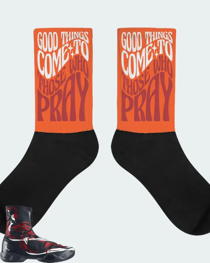Jordan XX8 Sneaker Matching Orange Socks - Good Things Come To Those Who Pray