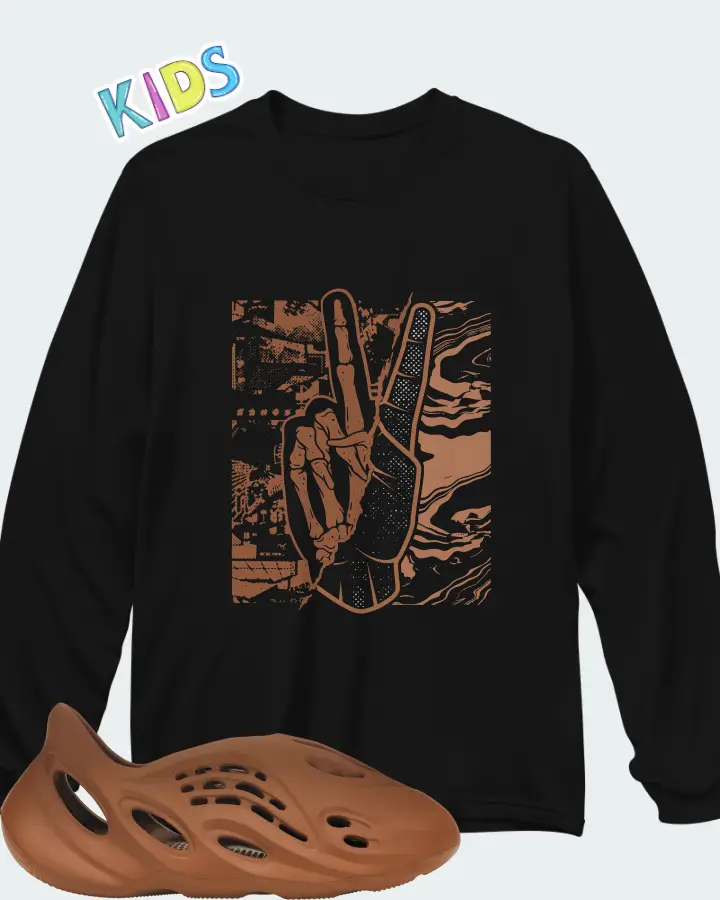 Yeezy Foam Runner Clay Red Matching Kid's Long Sleeve T-Shirt
